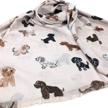 Lightweight Scarf | Cream Dogs
