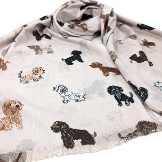 Lightweight Scarf | Cream Dogs