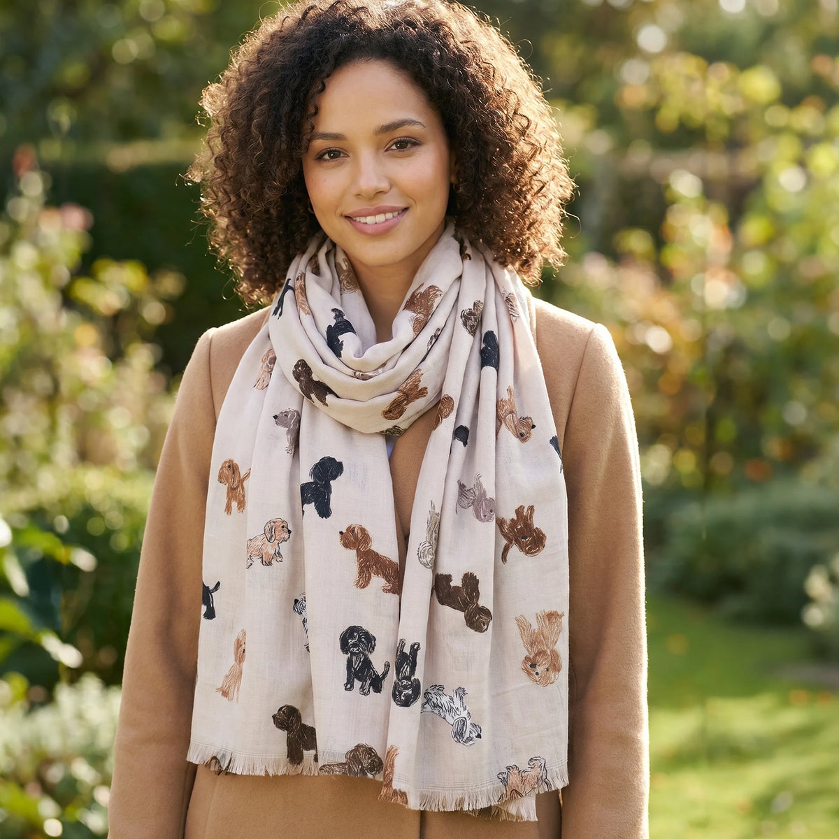 Lightweight Scarf | Cream Dogs