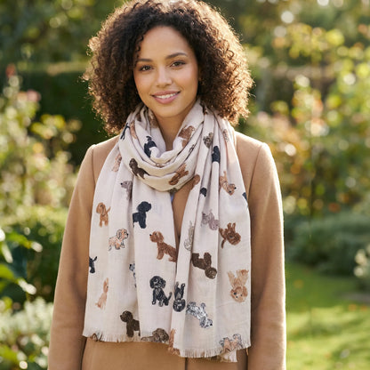 Lightweight Scarf | Cream Dogs