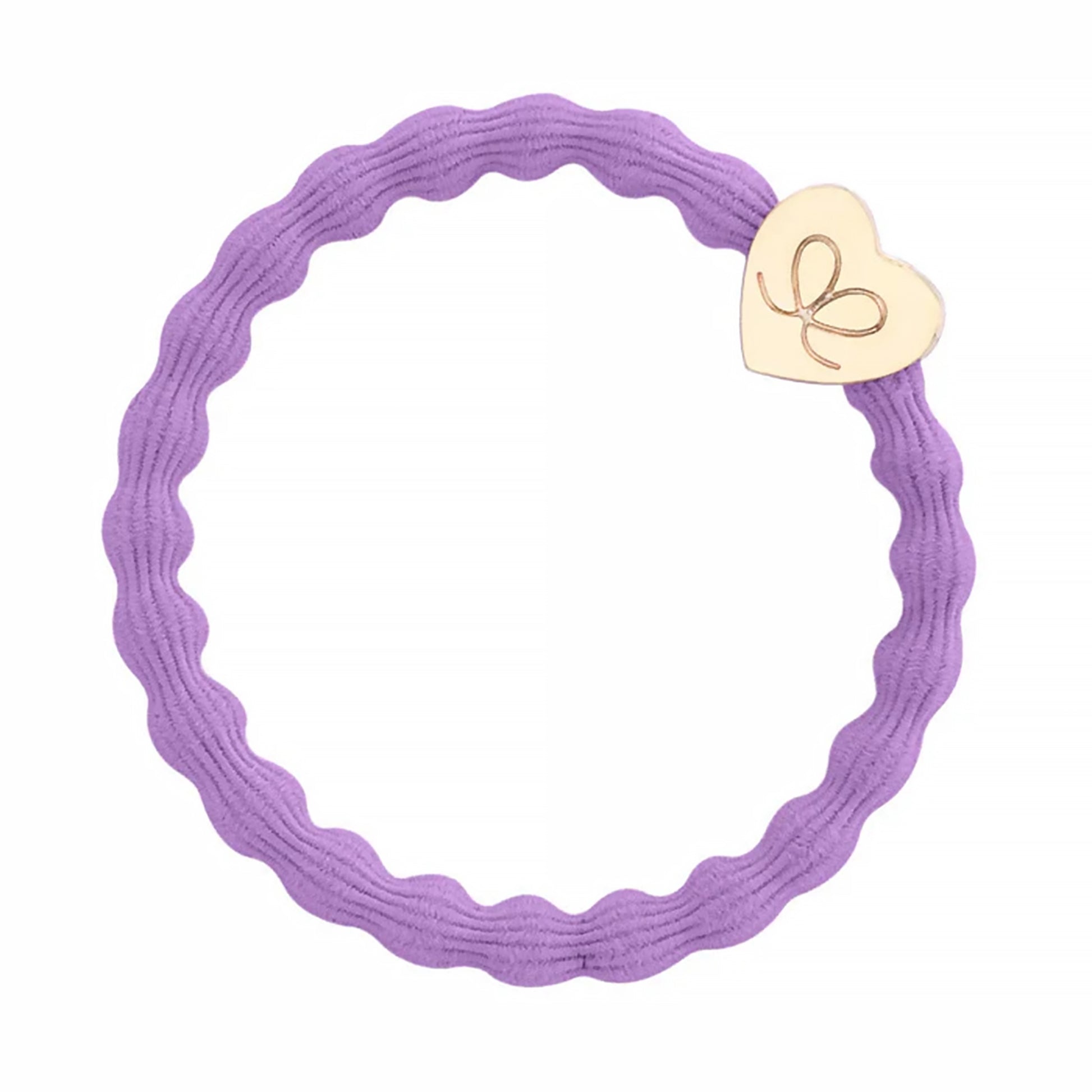 Elastic bubble hair band in lilac with gold heart charm
