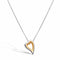 A silver open heart shaped pendant with satin gold plated interior