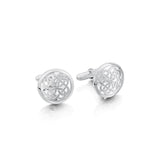 Silver round cufflinks with detailed celtic knot centre with T-bar clasps