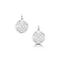 Silver round drop earrings with detailed celtic knot centres and stud post fittings