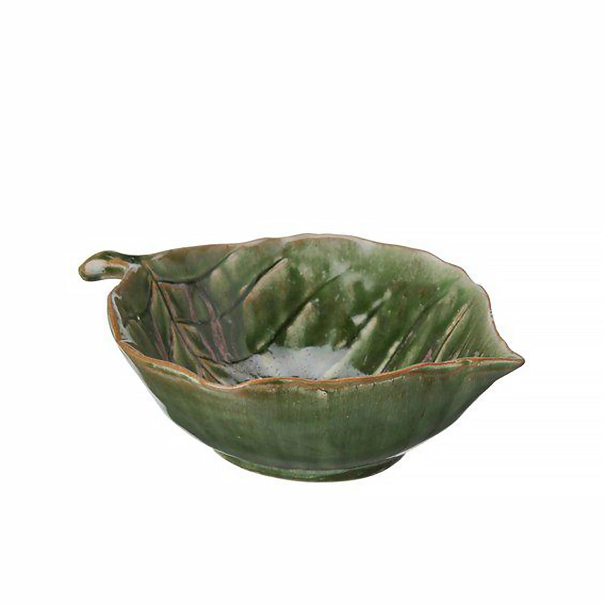 Green melange decorative leaf shaped bowls in large size