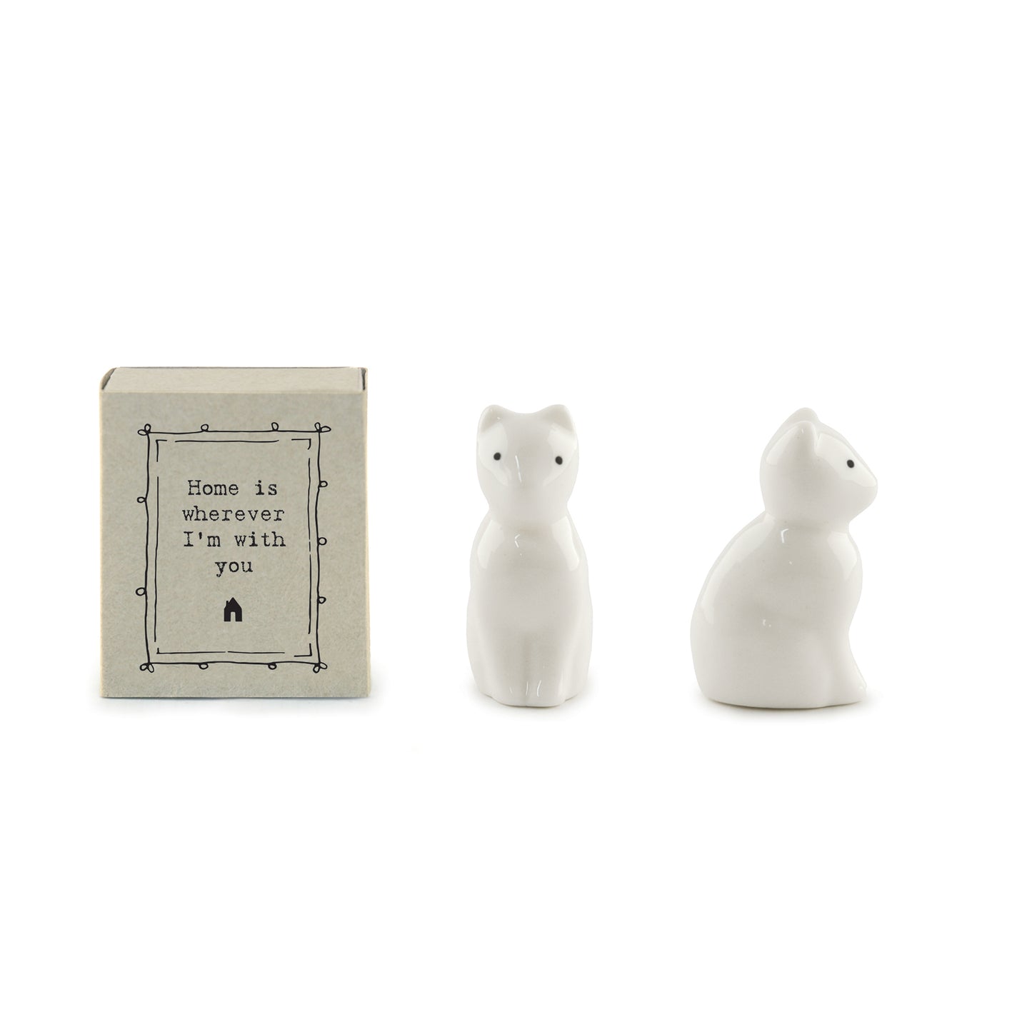 Minimalist white ceramic cat figurine