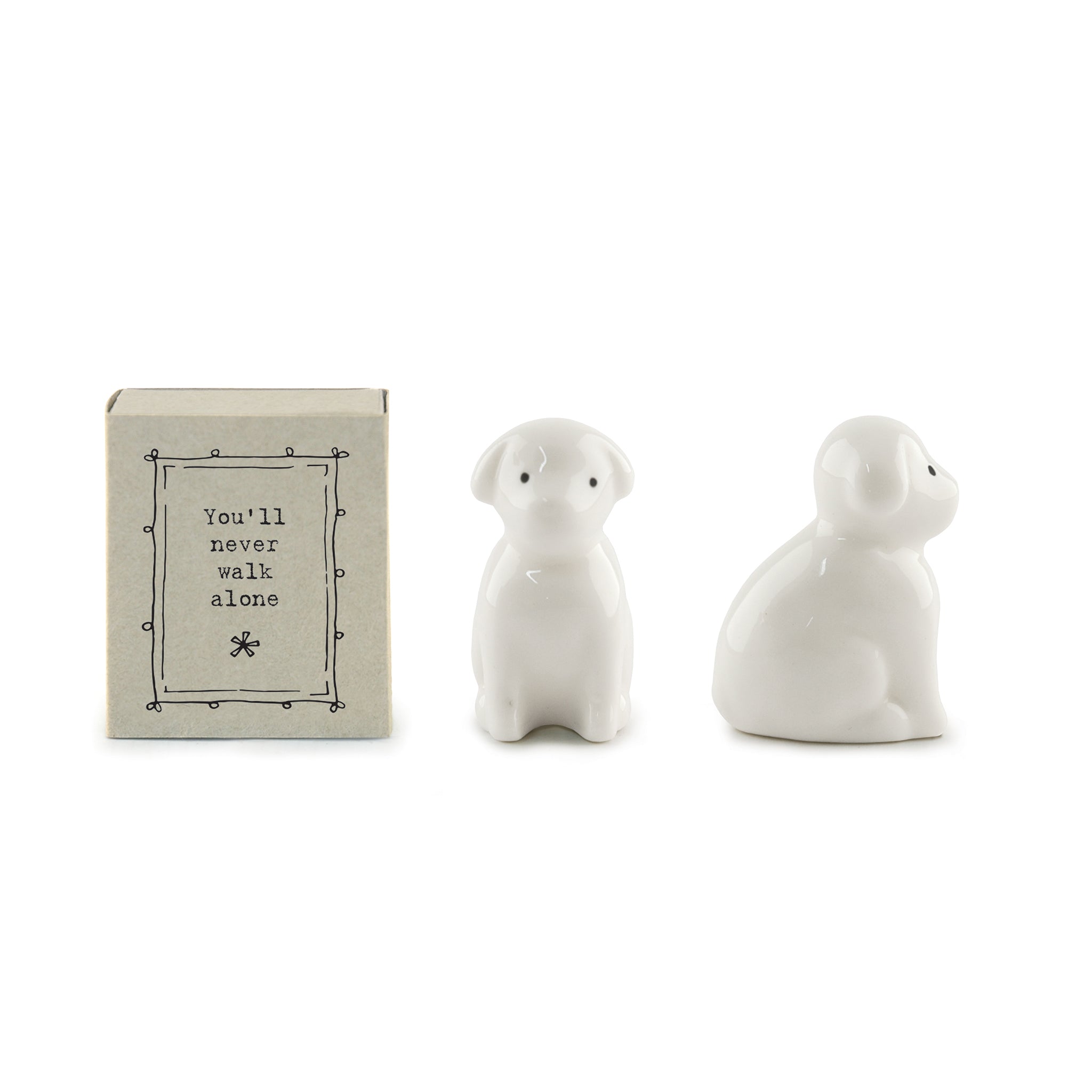 Minimalist white ceramic dog figurine