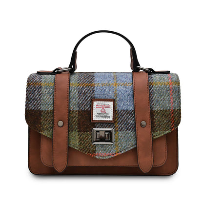 Tartan Medium Satchel | Chestnut & Blue