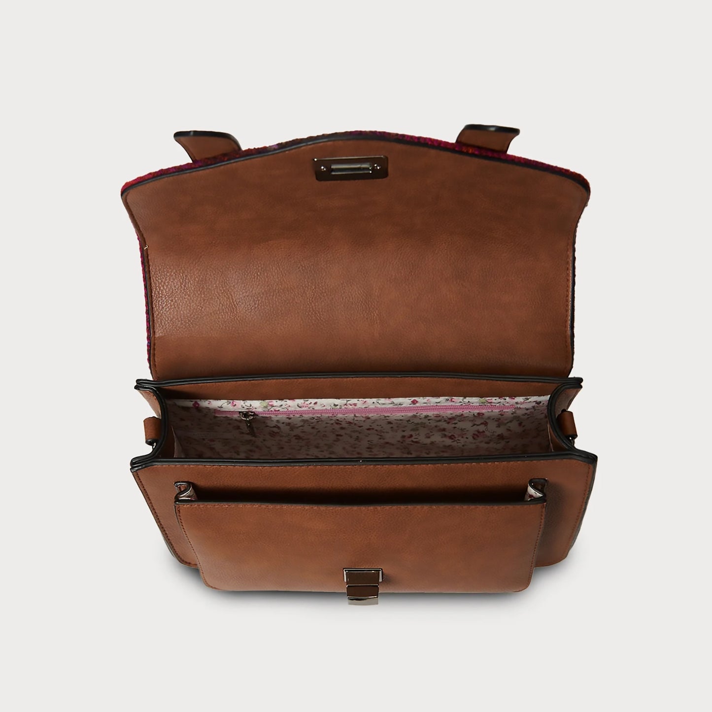 Tartan Medium Satchel | Chestnut & Blue