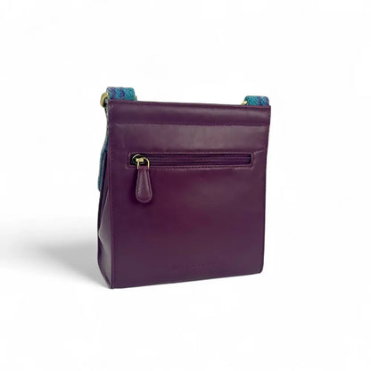 Harris Tweed Medium Satchel | Green & Purple Plaid
