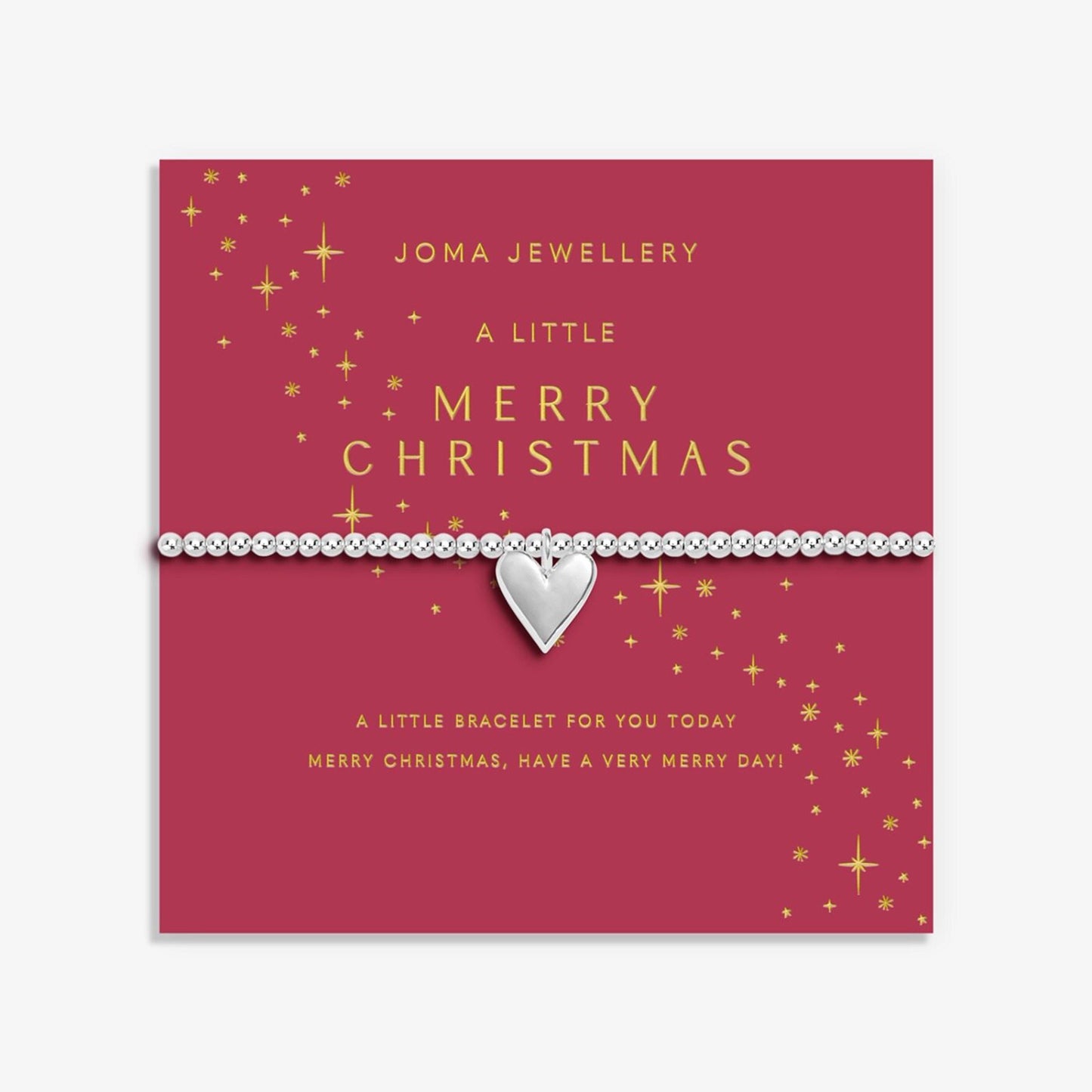Merry Christmas silver heart beaded charm bracelet by Joa Jewellery