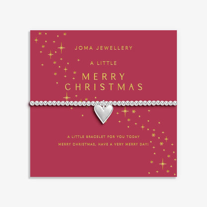 Merry Christmas silver heart beaded charm bracelet by Joa Jewellery