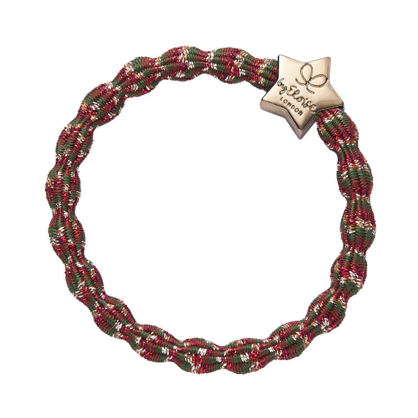 Metallic tri coloured bubble shaped hair tie with gold star charm