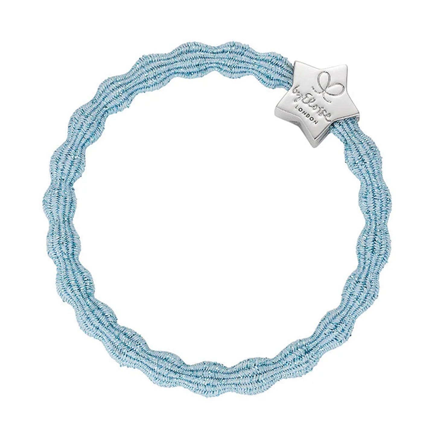 Metallic light blue coloured bubble shaped hair tie with silver star charm