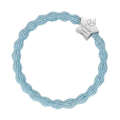 Metallic light blue coloured bubble shaped hair tie with silver star charm