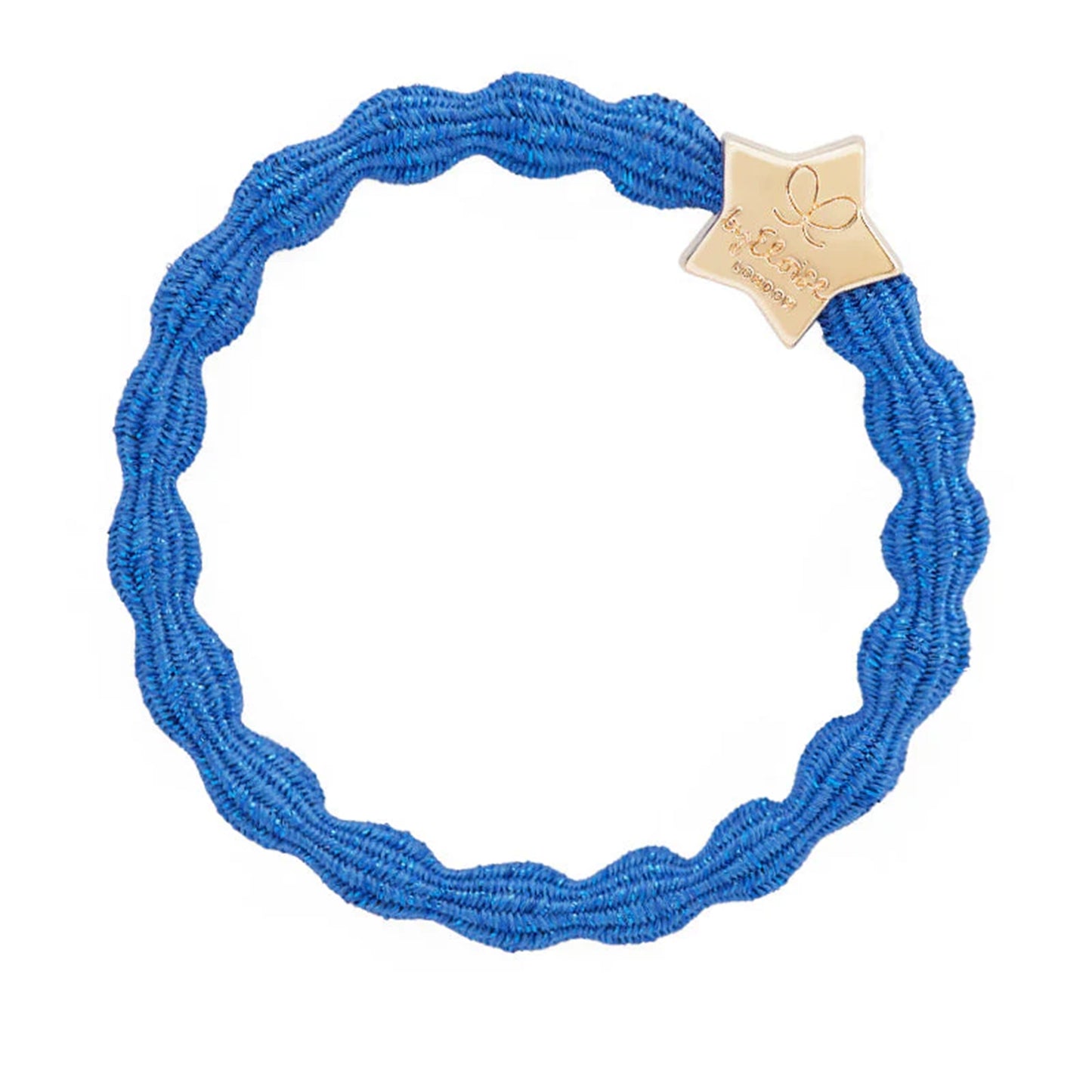 Metallic royal blue coloured bubble shaped hair tie with gold star charm