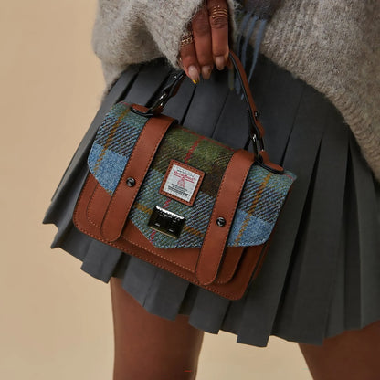 Tartan Mini Satchel | Chestnut & Blue