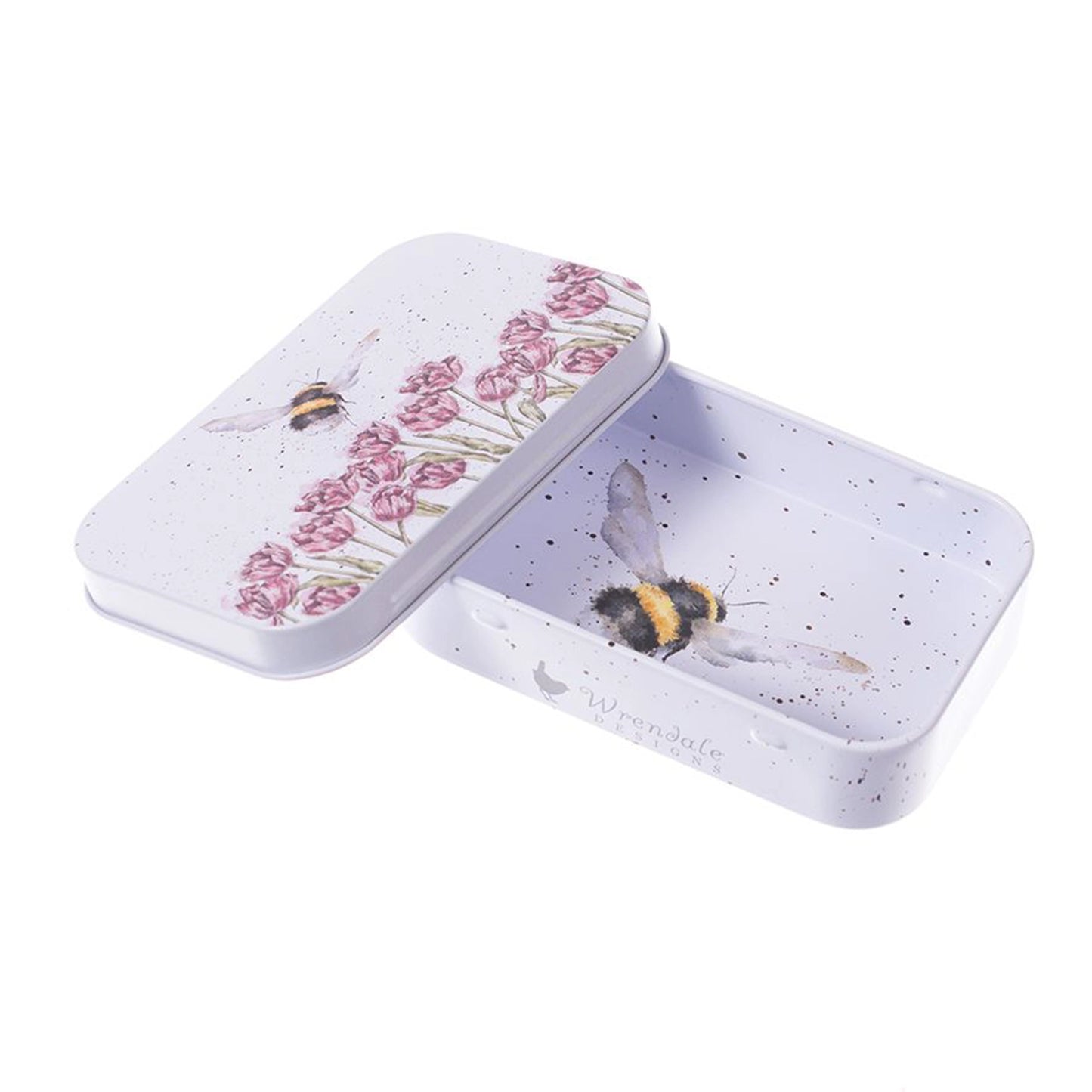 Mini tin fully illustrated with artwork of bees by Hannah Dale