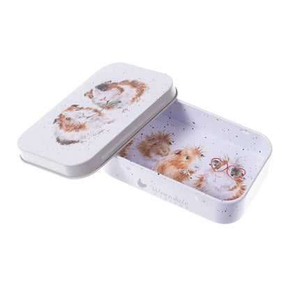 Mini tin fully illustrated with artwork of guinea pigs by Hannah Dale