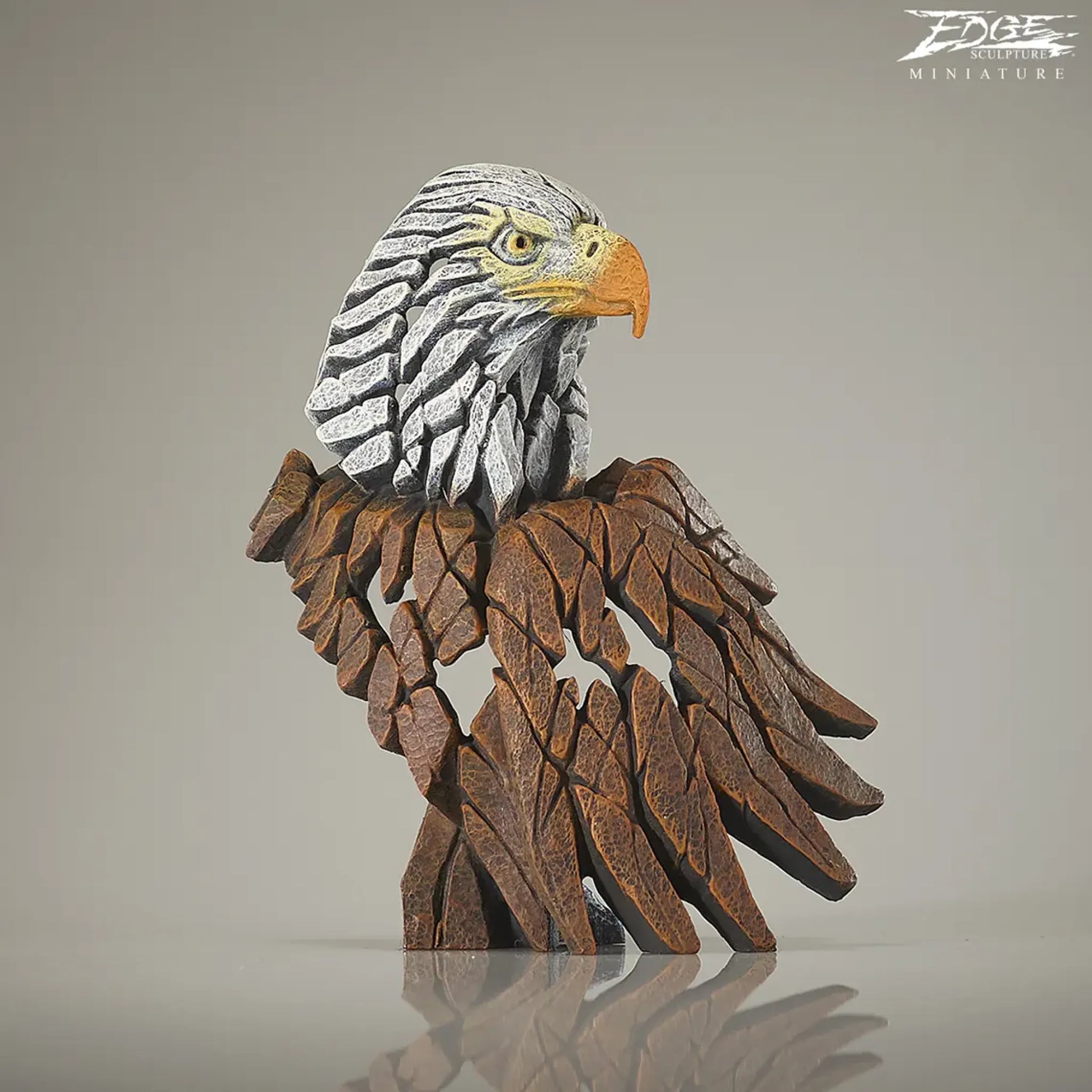 Brown and white painted American Eagle bust and wing sculpture