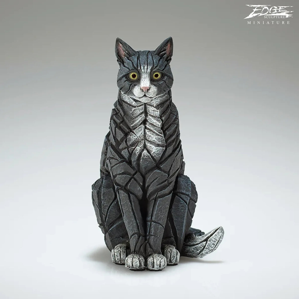 Miniature Black & White Cat Figure | Sculpture