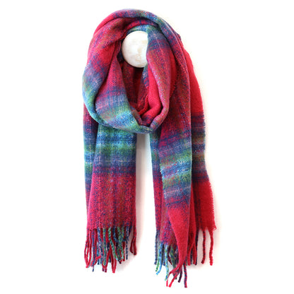 Miranda Check Scarf | Blue, Green & Raspberry