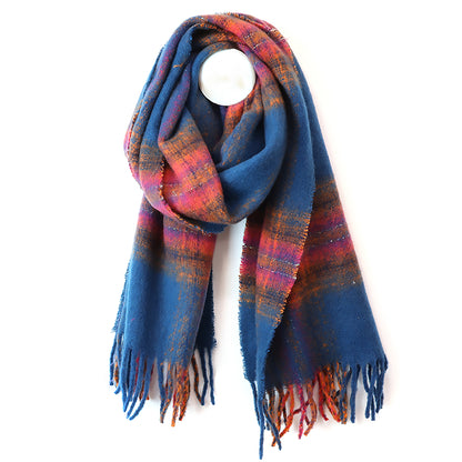 Miranda Check Scarf | Blue, Orange & Pink
