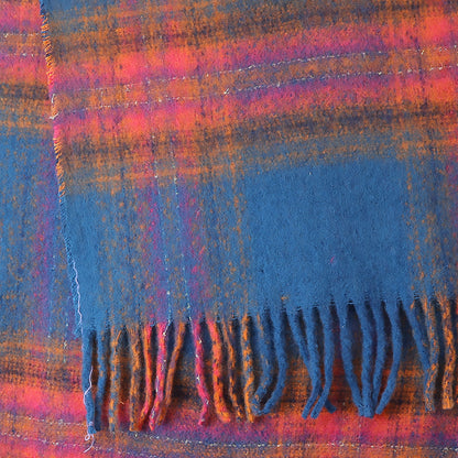 Miranda Check Scarf | Blue, Orange & Pink