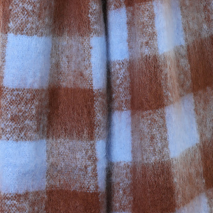 Molly Block Check Scarf | Blue & Brown