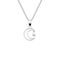 A silver pendant featuring a crescent moon with a drop star and a silver chain