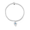 A silver beaded bracelet with an abstract pendant in blue enamel, moonstone and cubic zirconia