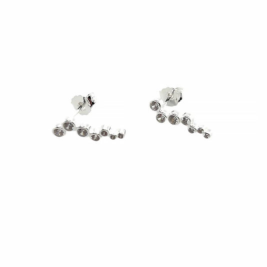 Pair of silver CZ strip stud earrings