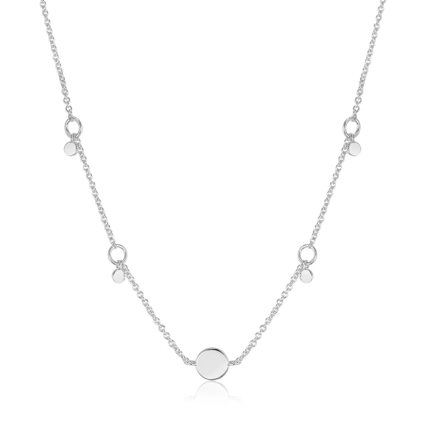 Silver Geometry Drop Discs Necklace