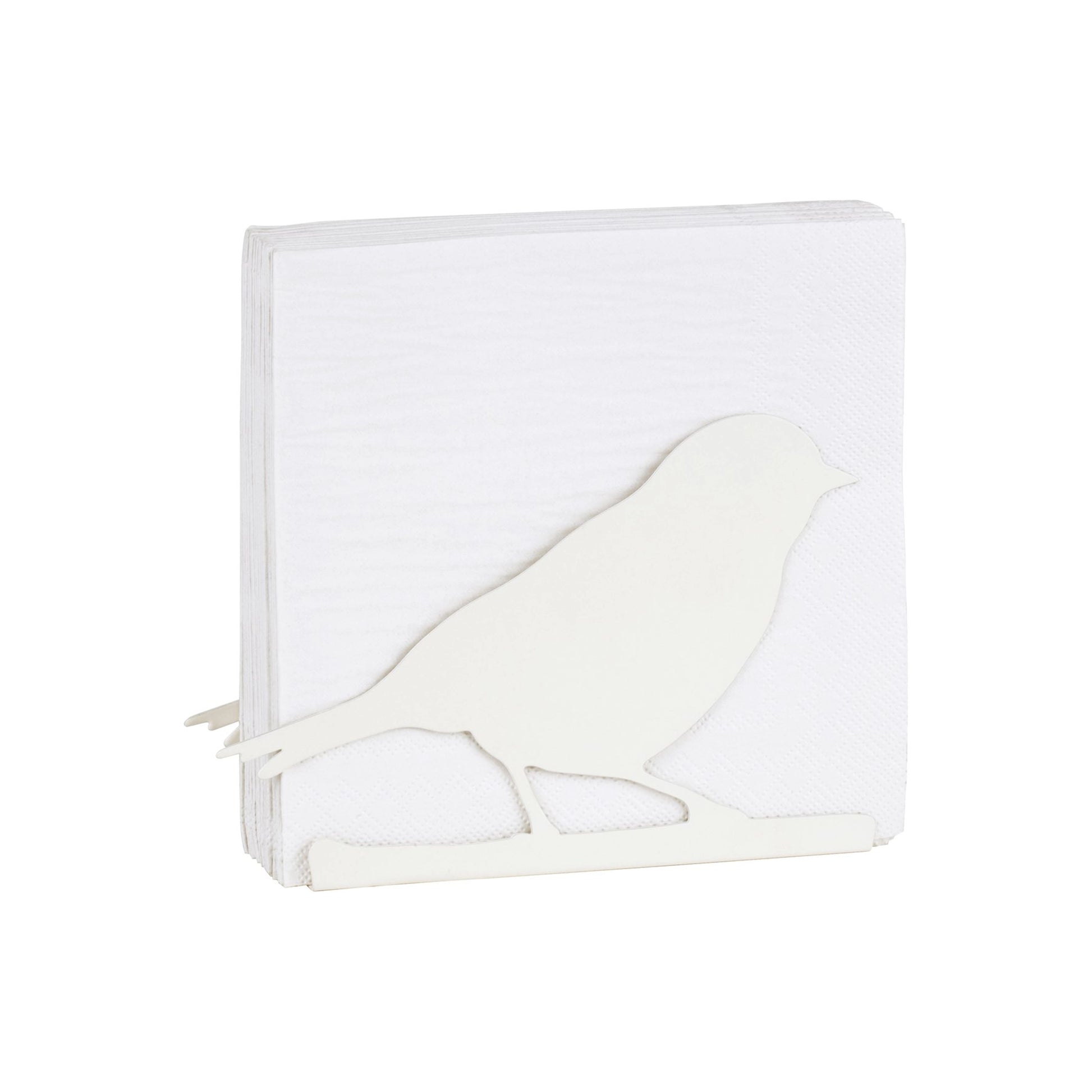 White metal bird shaped napkin holder