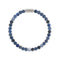 A natural sodalite stone elastic bracelet with brushed silver branded stainless steel detail