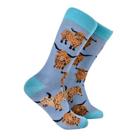 Highland Cow Socks Och Aye The Moo | Denim