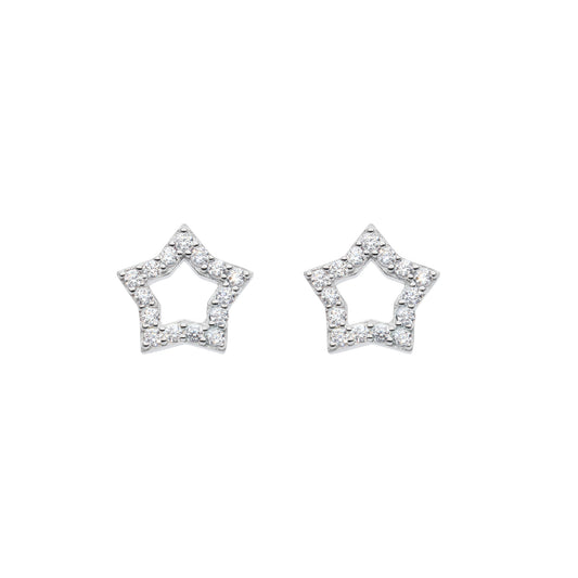 A pair of open star stud earrings with CZ stones