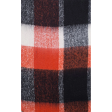 A chunky knit black and orange check patterned scarf 