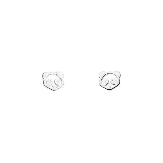 A pair of outline panda face silver stud earrings