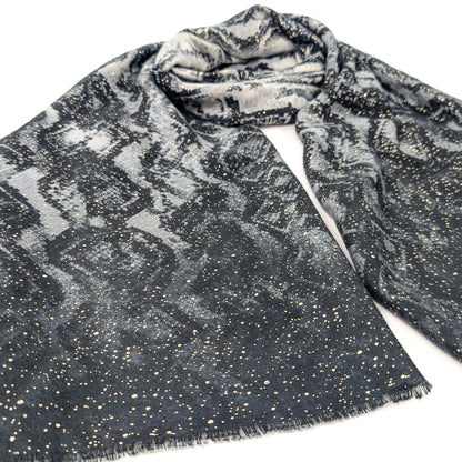Lightweight Scarf | Black Glittery Snake Print