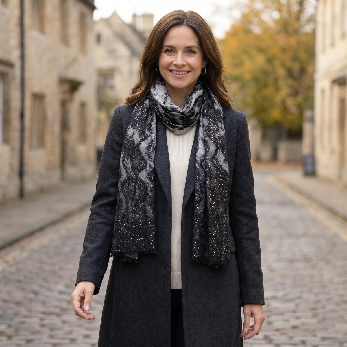 Lightweight Scarf | Black Glittery Snake Print