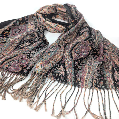 Pashmina Style Scarf | Black Sutar Sparkling Paisley