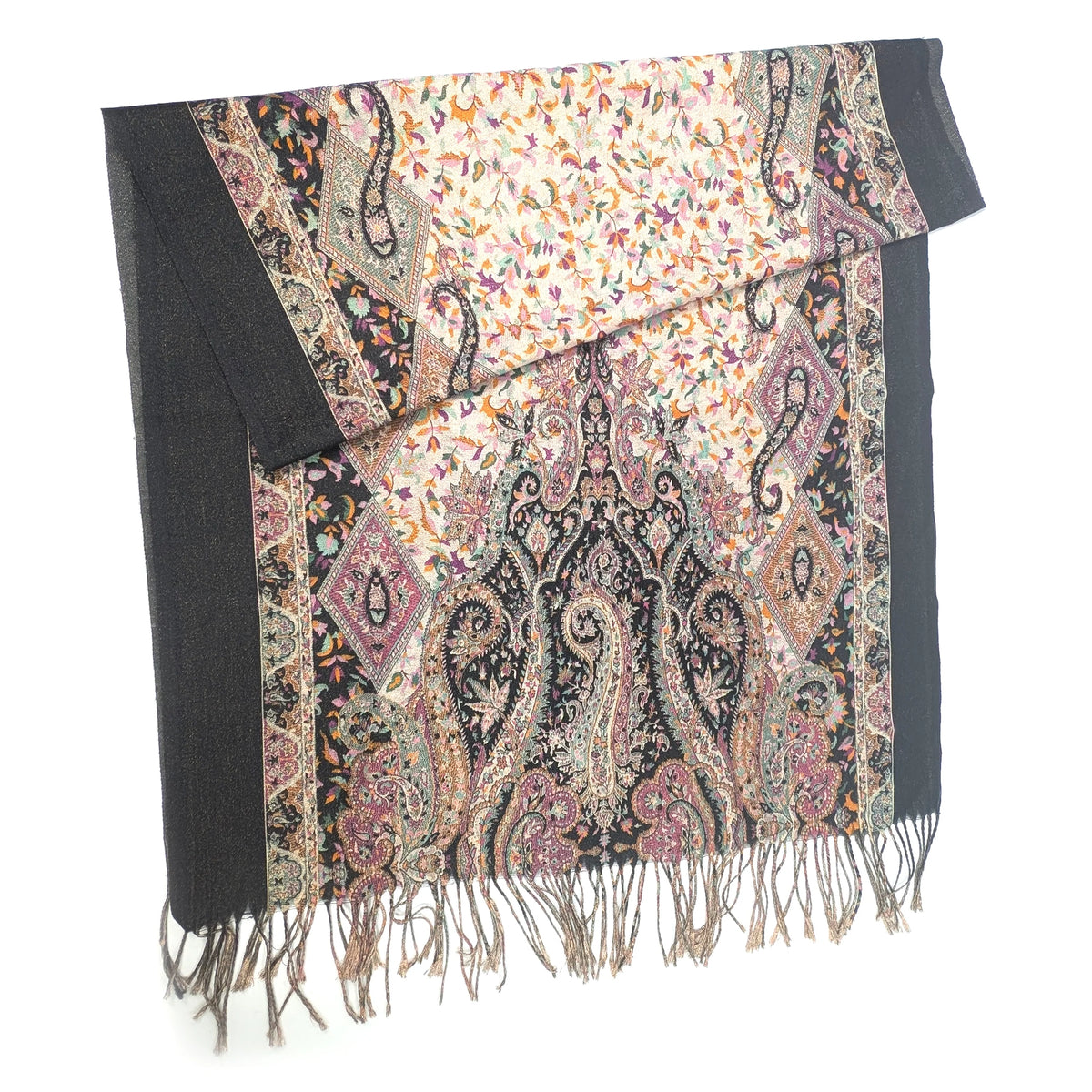 Pashmina Style Scarf | Black Sutar Sparkling Paisley