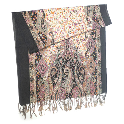 Pashmina Style Scarf | Black Sutar Sparkling Paisley