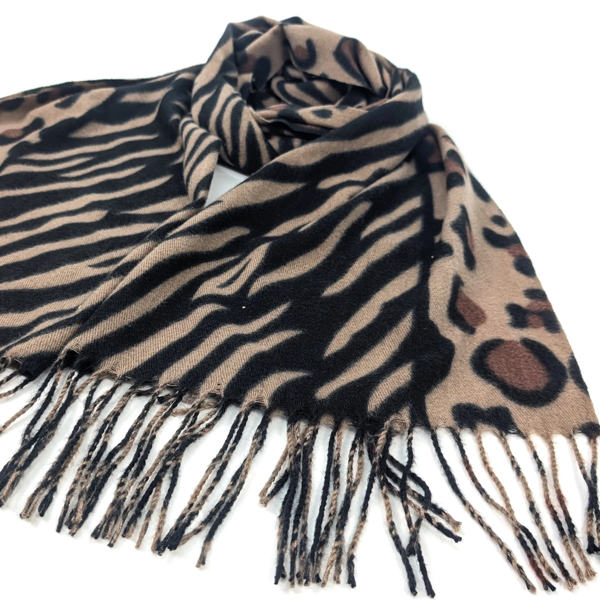 Pashmina Style Scarf | Brown Animal Print