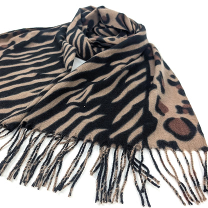 Pashmina Style Scarf | Brown Animal Print