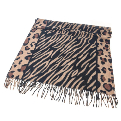 Pashmina Style Scarf | Brown Animal Print
