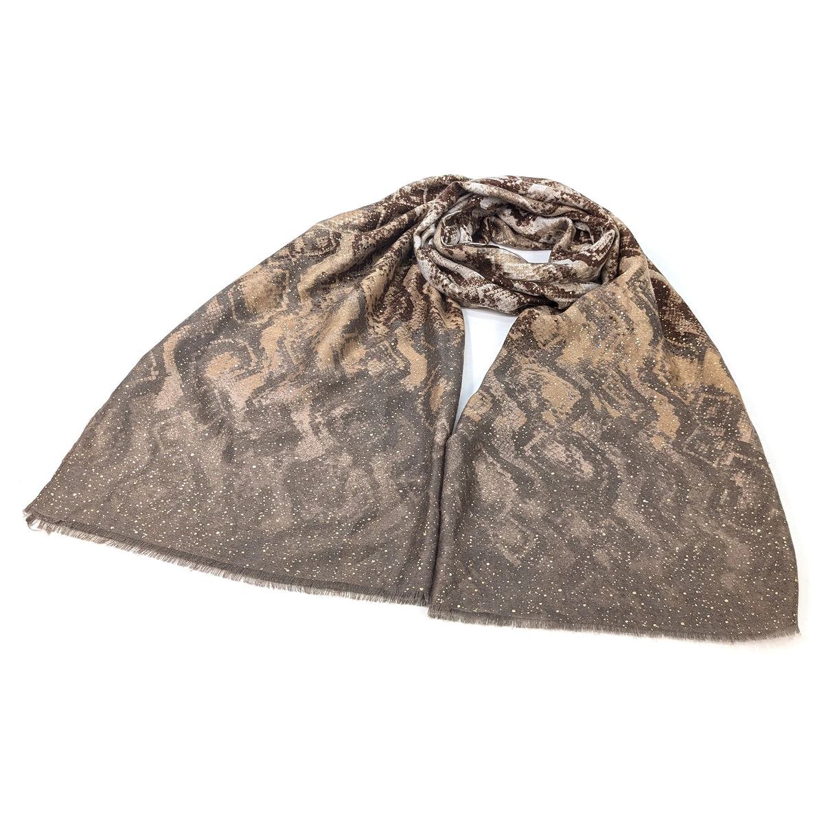 Lightweight Scarf | Brown Glittery Snake Print
