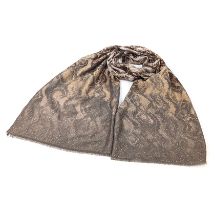 Lightweight Scarf | Brown Glittery Snake Print