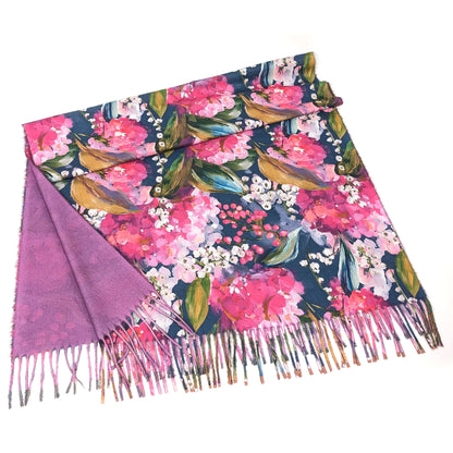 Pashmina Style Scarf | Hydrangea Oil Painting